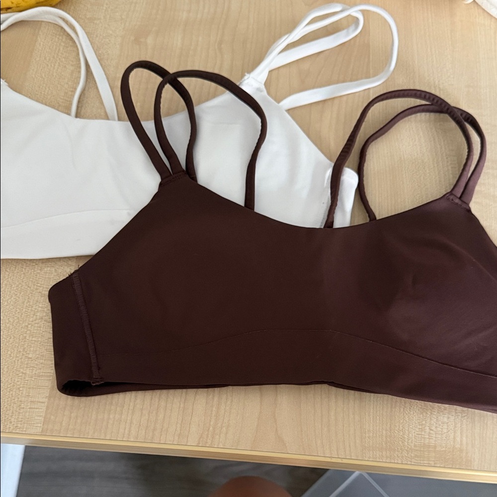 Women's Brown and White Bralette Set